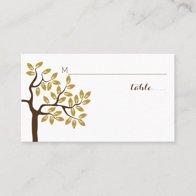 Gold foil tree modern wedding place card (Front)