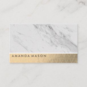 Gold Foil Triangle Pattern Trim Marble Business Card
