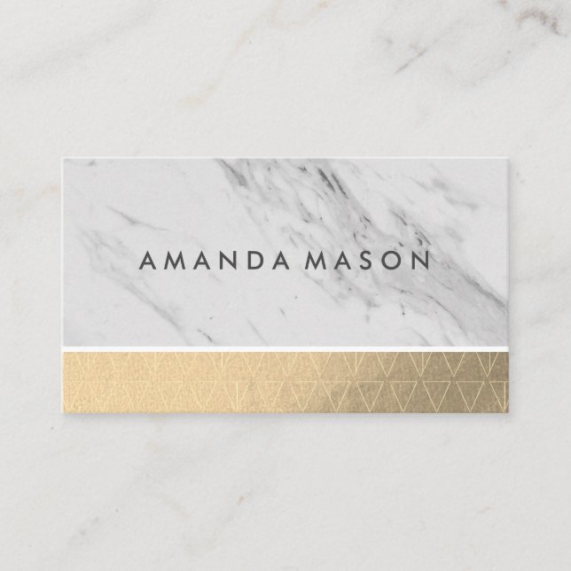 Gold Foil Triangle Pattern Trim | Shimmer Business Card (Front)