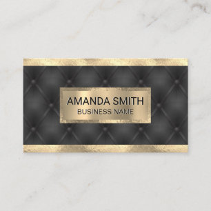 Gold Foil Trim Black Upholstery Padding Business Card