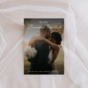 Gold Foil Two Photo Wedding Thank You Card