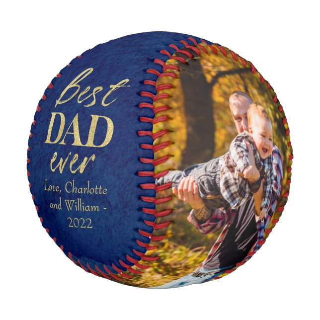 Gold Foil Typography Father's Day Baseball (Angled)