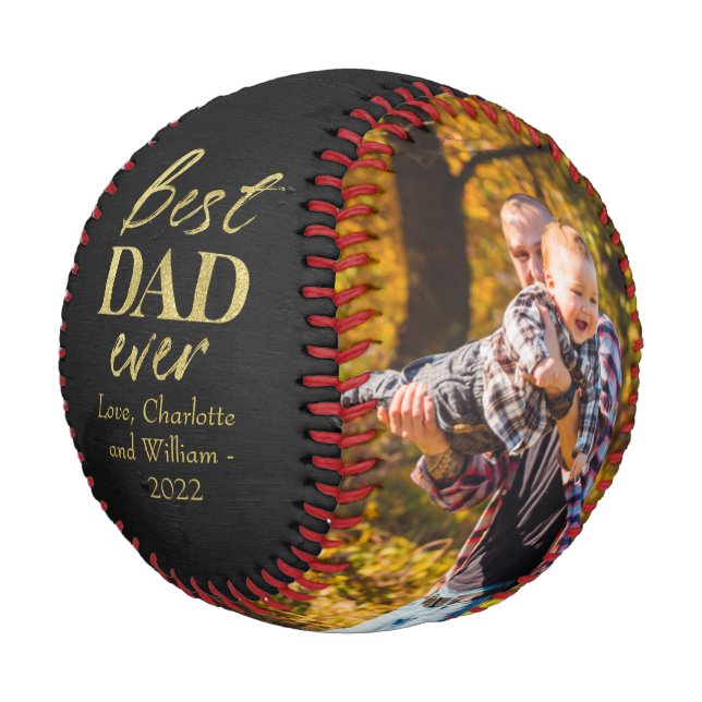 Gold Foil Typography Father's Day Baseball (Angled)