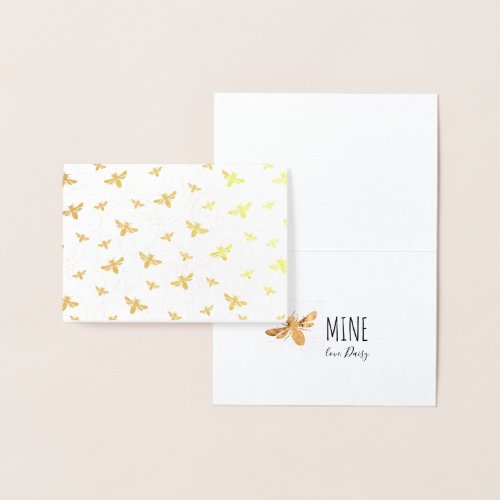 Gold Foil Valentines Card  Bee Mine