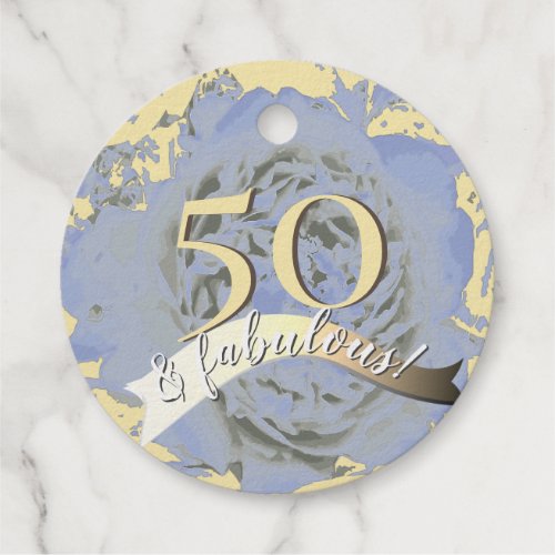 Gold foil Vintage 50 and Fabulous Birthday Foil F Foil Favor Tags