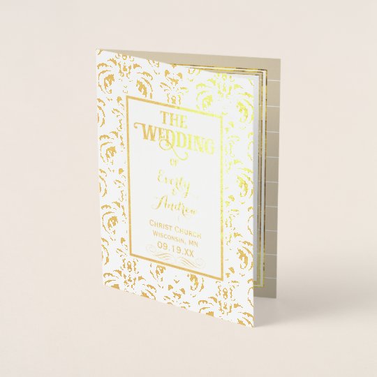 Gold Foil Vintage Damask Wedding Program Zazzle Com