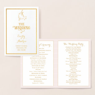 Gold Foil Vintage Hummingbird WEDDING PROGRAM