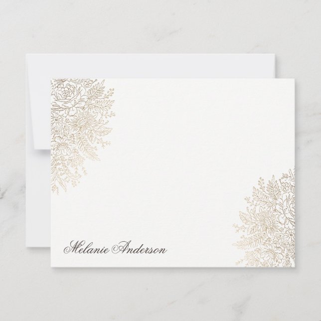 Gold Foil Vintage Lace Elegant Custom Note Card (Front)