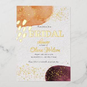 Gold foil water colour bridal shower foil invita invitation