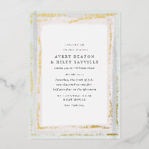 Gold Foil Watercolor Border Wedding Invitation Foi