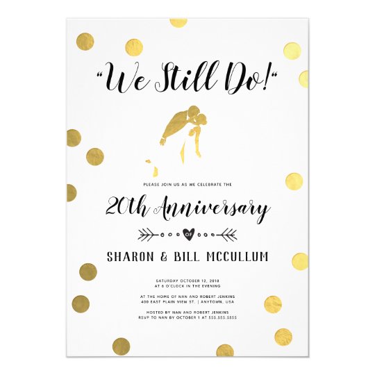 gold foil we still do 20th wedding anniversary invitation zazzle com