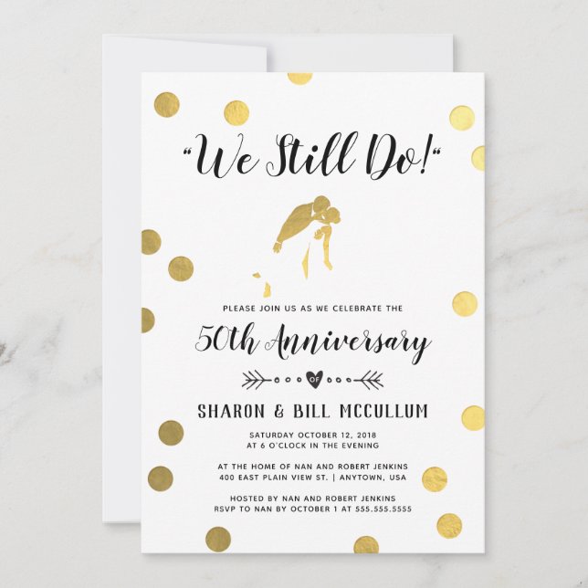 Gold Foil We Still Do | 50th Wedding Anniversary Invitation (Front)