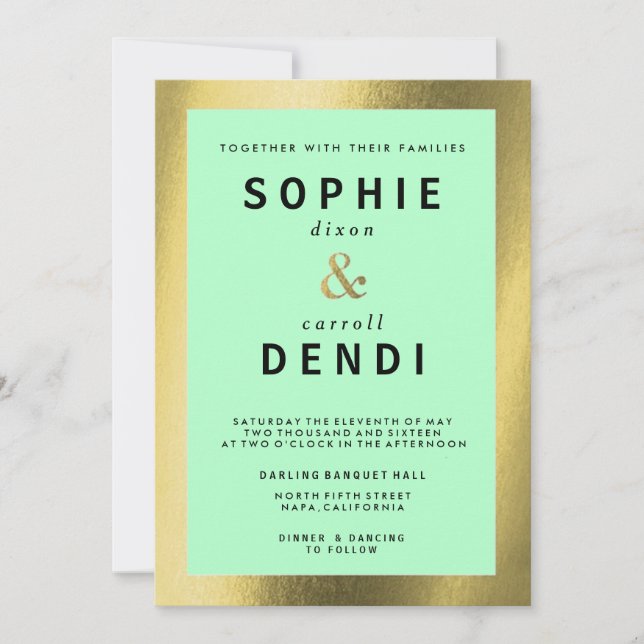 Gold Foil Wedding Announcement Invitation (Front)