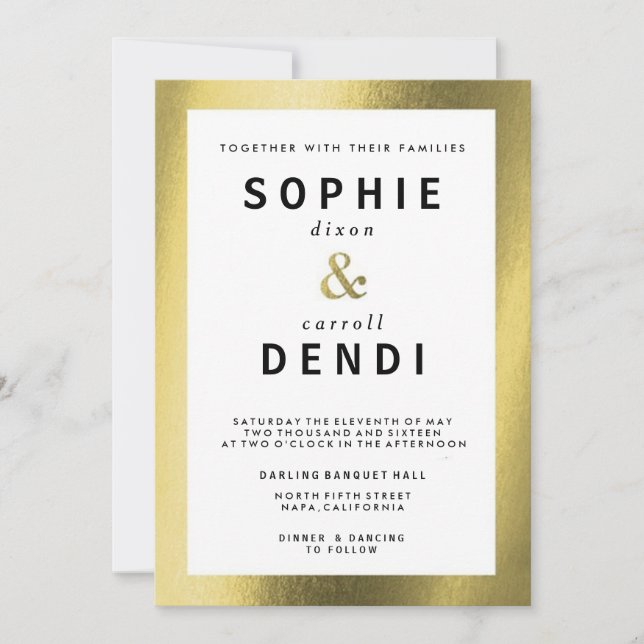 Gold Foil Wedding Announcement Invitation (Front)