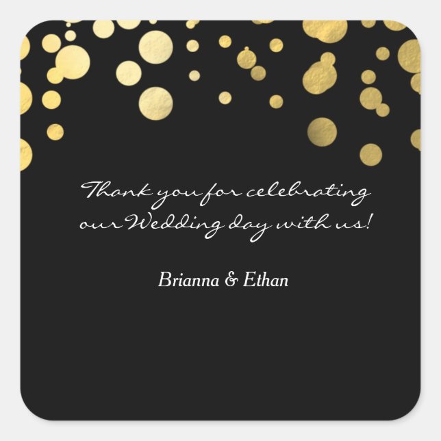 Gold Foil Wedding Black Favor Sticker Labels (Front)