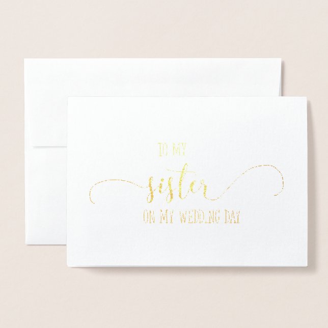Gold Foil Wedding Card To My Sister Card (Front With Envelope)