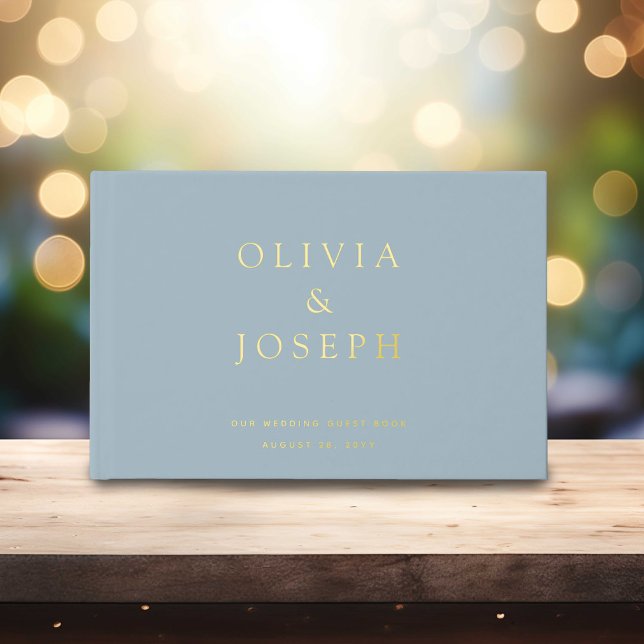 Gold Foil Wedding Custom Dusty Blue Foil Guest Book (Creator Uploaded)