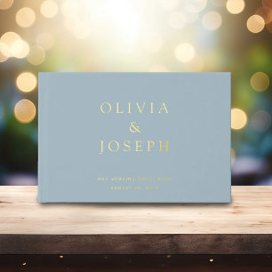 Gold Foil Wedding Custom Dusty Blue Guest Book