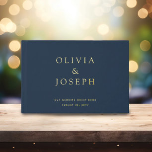 Gold Foil Wedding Custom Navy Blue Foil Guest Book