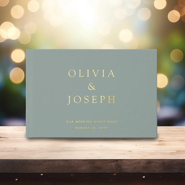 Gold Foil Wedding Custom Sage Green Foil Guest Book (Creator Uploaded)