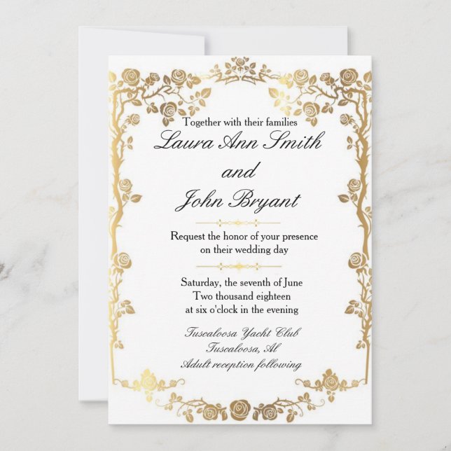 Gold foil wedding invitation (Front)