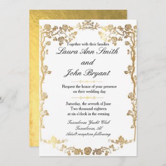 Gold foil wedding invitation | Zazzle