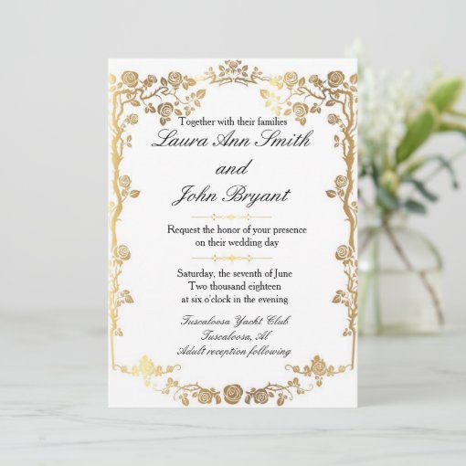 Gold foil wedding invitation | Zazzle