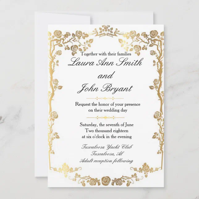 Gold foil wedding invitation | Zazzle