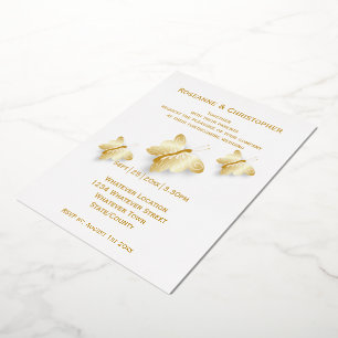 Gold Foil Wedding Invitation Butterflies Design Foil Invitation