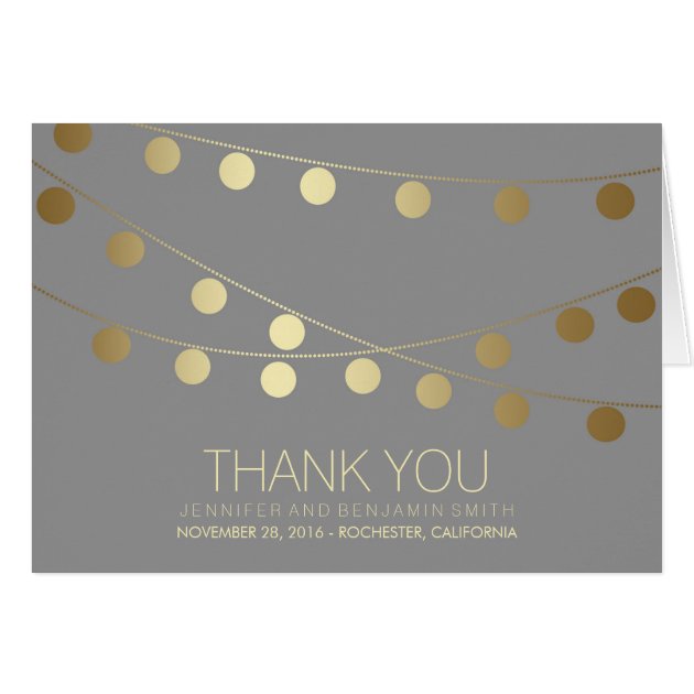 Gold Foil Wedding Lights Thank You Card