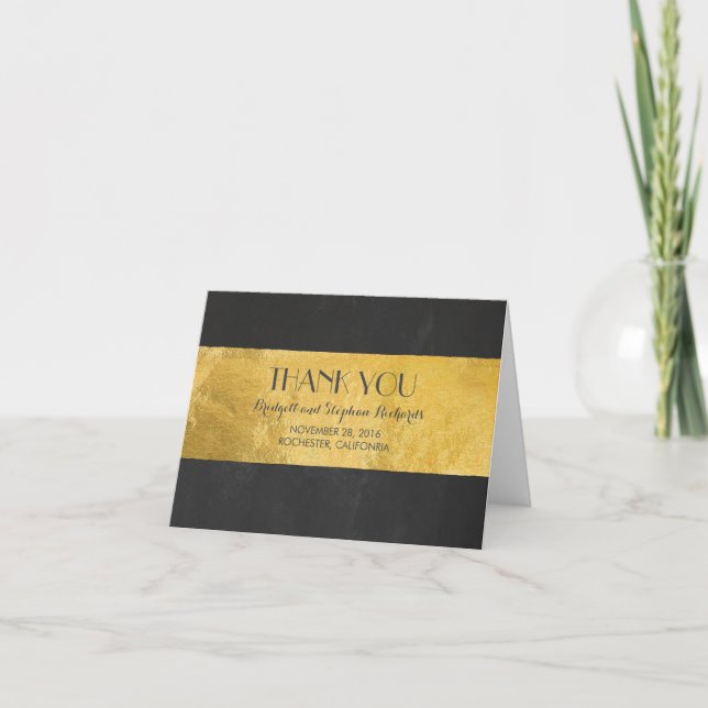 Gold Foil Wedding Modern Thank You Card (Front)