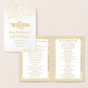 Gold Foil WEDDING PROGRAM Confetti Typography