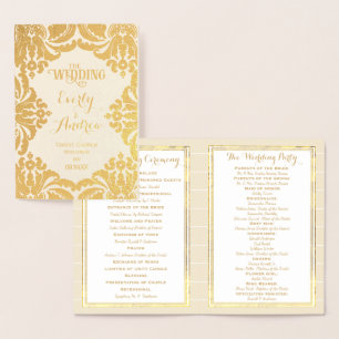 Gold Foil WEDDING PROGRAM Large Damask