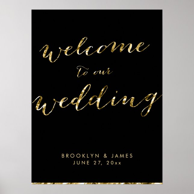 Gold Foil Wedding Reception Sign Poster 18x24 (Front)