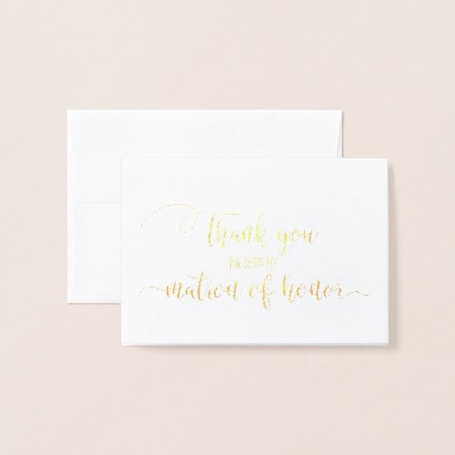 Gold Foil Wedding Thank You Card Matron Honor