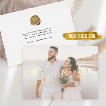Gold Foil Wedding Unique Modern Save Our Date Foil Invitation by SweetRainDesign at Zazzle