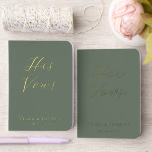 Gold Foil Wedding Vows Minimalist Elegant His Hers Vow Books