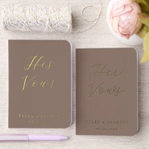Gold Foil Wedding Vows Minimalist Elegant His Hers Vow Books