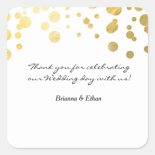 Gold Foil Wedding White Favor Sticker Labels (Front)