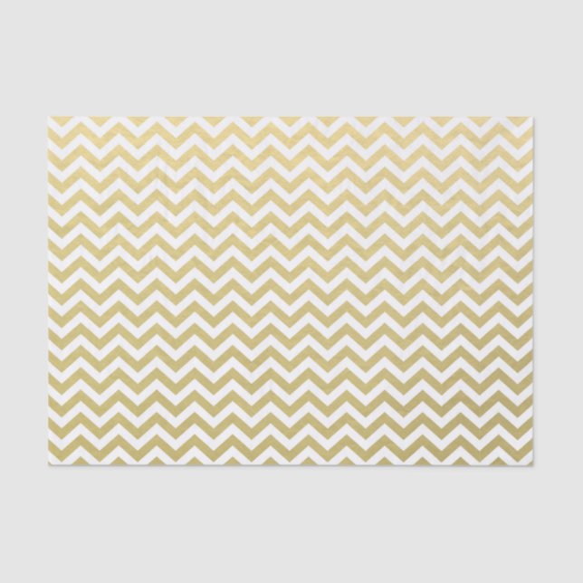 Gold Foil White Chevron Pattern Tissue Paper (Front)