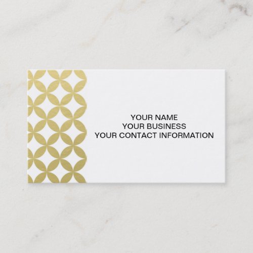 Gold Foil White Diamond Circle Pattern Business Card