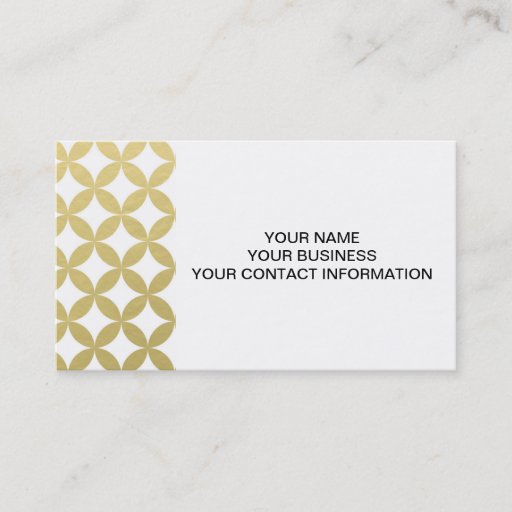 Customizable Gold Foil White Diamond Circle Pattern Business Card