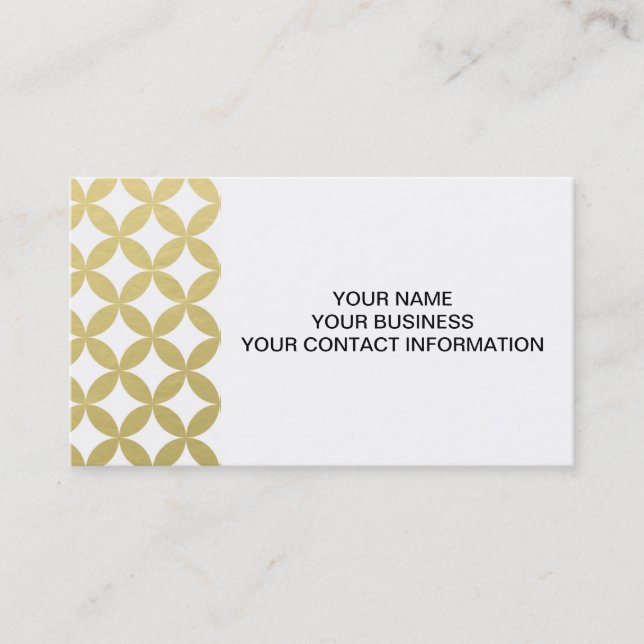 Gold Foil White Diamond Circle Pattern Business Card (Front)