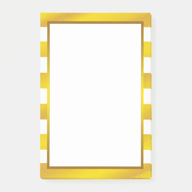 Gold Foil White Golden Stripe clean Post-it Notes (Front)