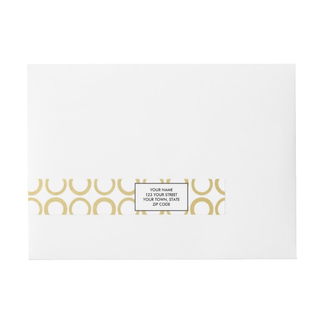 Gold Foil White Polka Dots Pattern Wrap Around Address Label (Front)