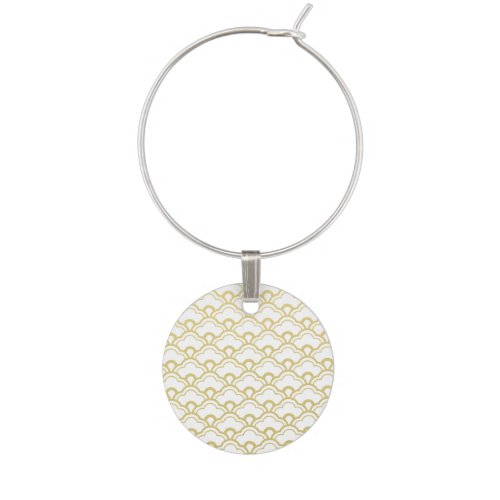 Gold Foil White Scalloped Shells Pattern Wine Glass Charm