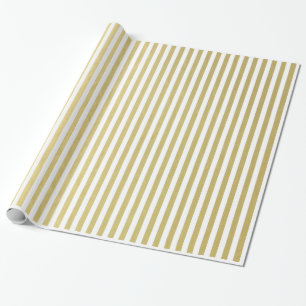 Gold Foil White Stripes Pattern Wrapping Paper
