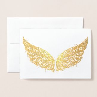 Gold Foil Wings Blank Greeting Card