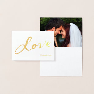 Gold Foil with Love Photo Thank you Card