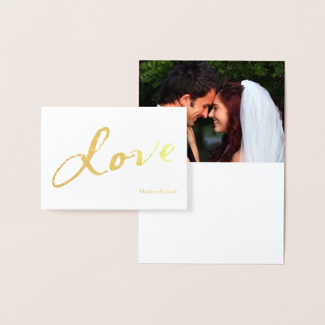 Gold Foil with Love Photo Thank you Card (Display)